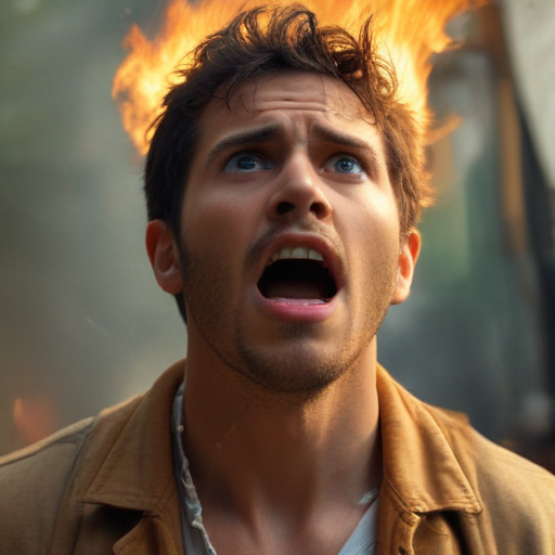 Flames Trap Man In Desperate Man in Flames: A Scene of Fear and Survival