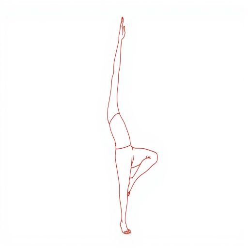 Create a minimalist line art illustration of a person performing a yoga pose, using high contrast colors, captured with a Canon EOS R5, 85mm lens, f/2.8 aperture, ISO 100, in natural light for enhanced image quality and clarity.