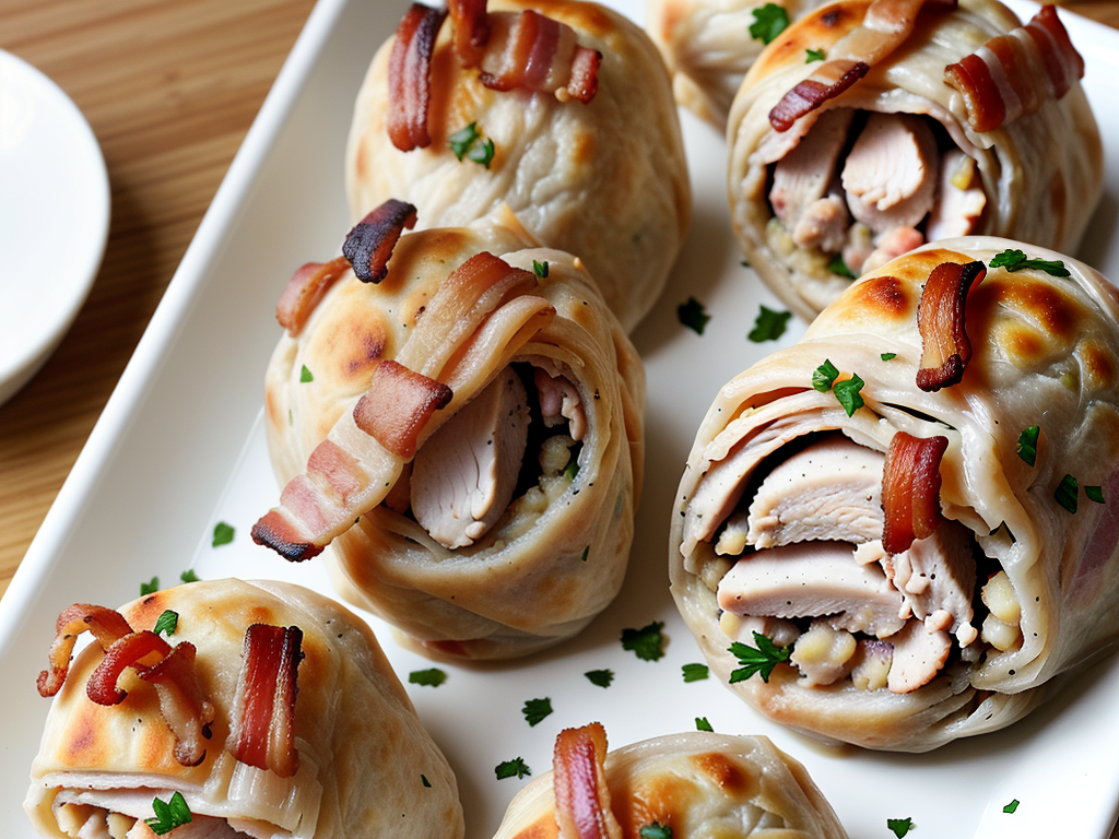 chicken stuffing wrapped in bacon