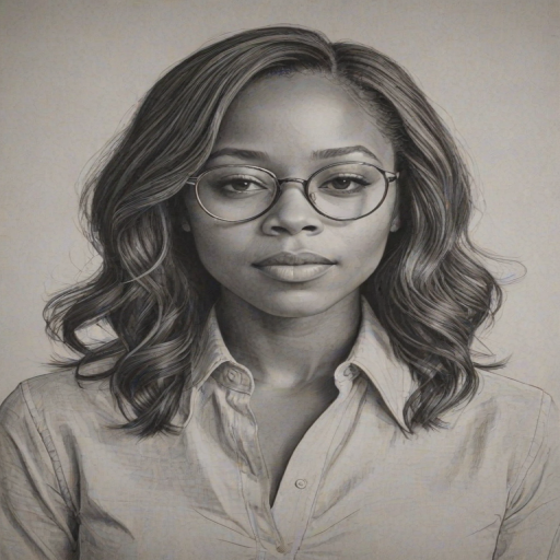 Splendid Nicole Beharie, pencil sketch, portrait of Wonderful woman 1969s in glasses, hair style beatnik, outline, clear lines, fine lines, 8k