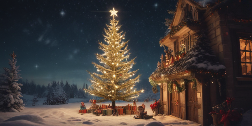 A Cozy Winter Scene Featuring a Beautifully Decorated Christmas Tree ...