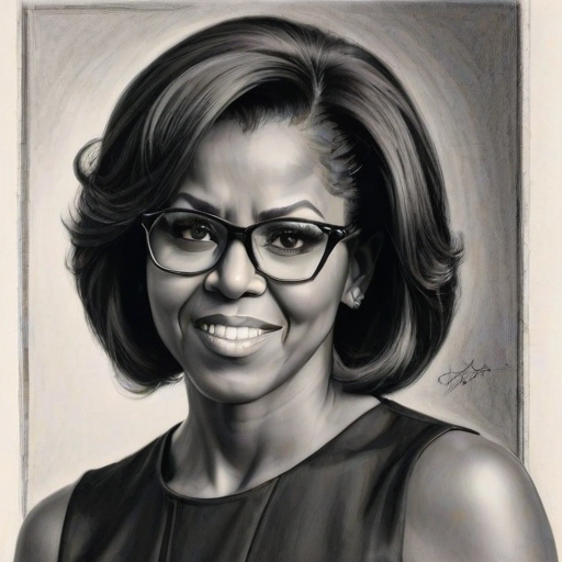 Exquisite Michelle Obama, pencil sketch, portrait of Elegant woman 1962s in glasses, hair style beatnik, outline, clear lines, fine lines, 8k