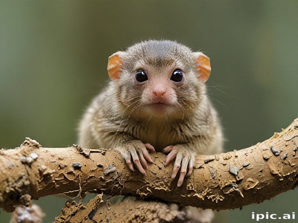 Small Rounded Curios Curious Small Mammal Perched on a Branch in Natural Habitat
