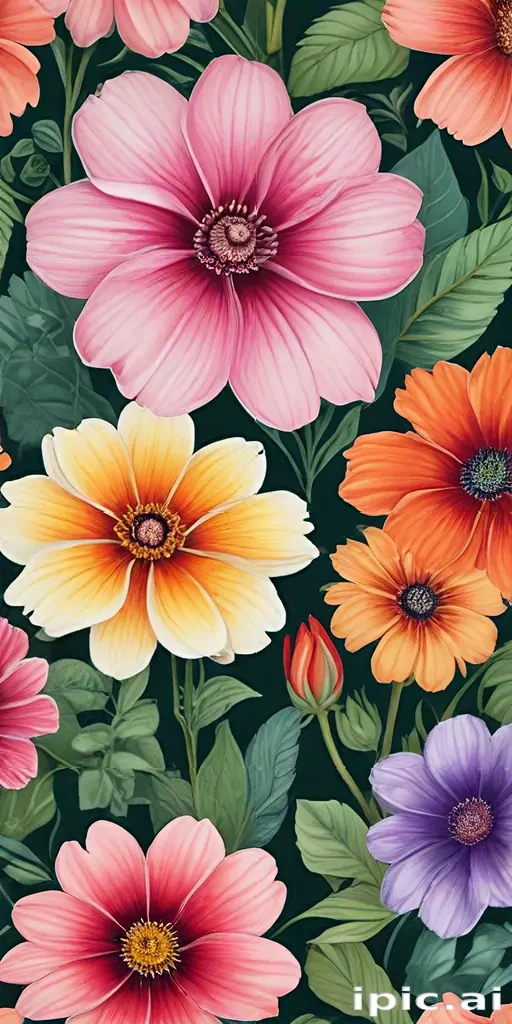 flower drawings color