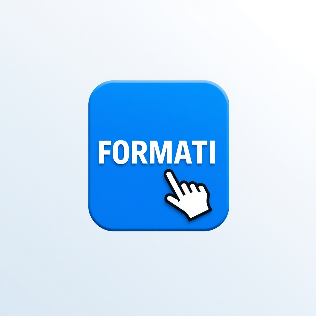 Clickable Blue Button with the Word 'FORMATI' and Hand Cursor Icon