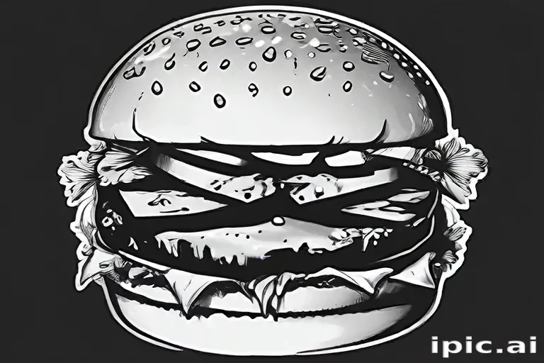 burger clipart black and white