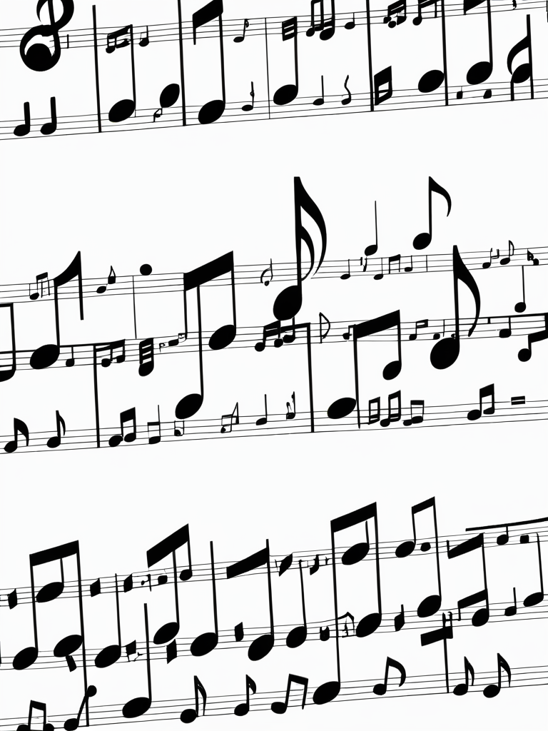 Sheet Music Featuring Various Notes and Rhythms for Musical Composition