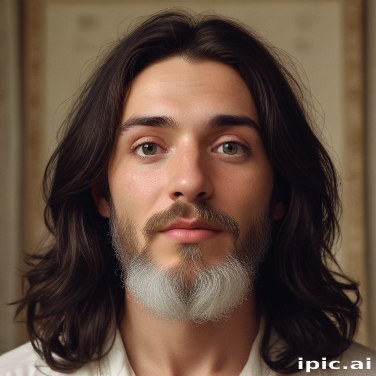 A Portrait of a Man with Long Hair and a Unique Beard Style