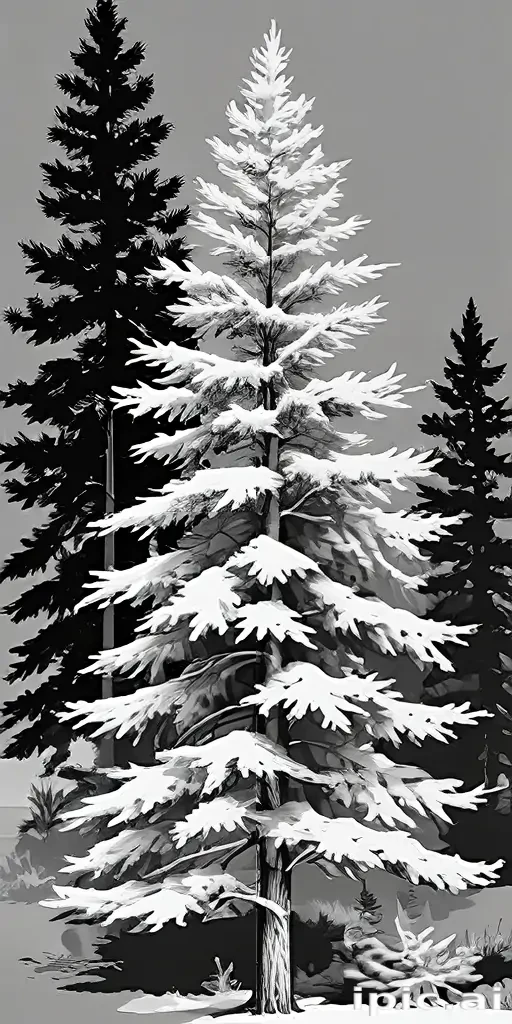 pine tree clipart black and white