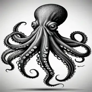 octopus clipart black and white