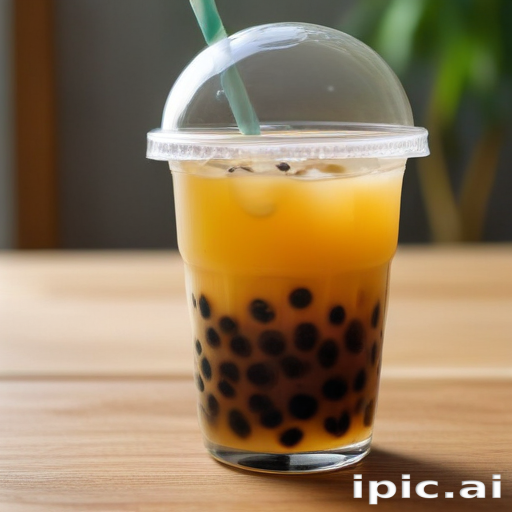 Delicious Bubble Tea with Tapioca Pearls in a Clear Plastic Cup