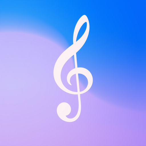 Create a vibrant illustration of a musical treble clef symbol on a bright blue background, emphasizing the smooth curves and details of the clef, using a DSLR camera with a 50mm lens, f/1.8 aperture, ISO 100, and a shallow depth of field to enhance image quality and focus.