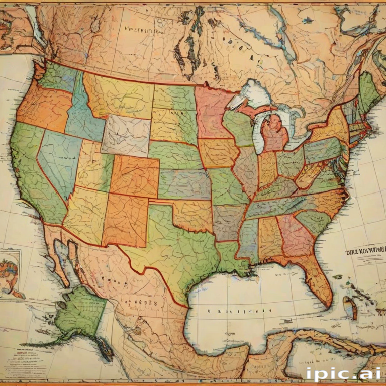 map of united states with states