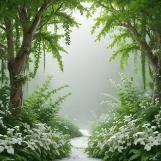 white and greenery background