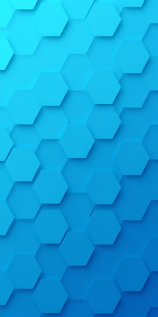 Create a seamless gradient background featuring hexagonal shapes in varying shades of blue, using a high-resolution camera with a wide aperture of f/2.8, ISO 100, and a 50mm lens for sharp detail and smooth bokeh, shot from a straight-on perspective to emphasize depth and layering.