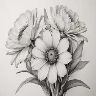 pencil drawn flowers