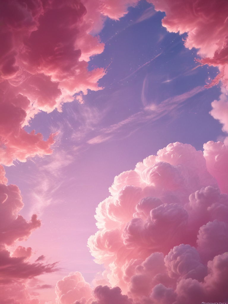 Serene Sunset Skies Filled with Fluffy Pink Clouds and Gentle Light