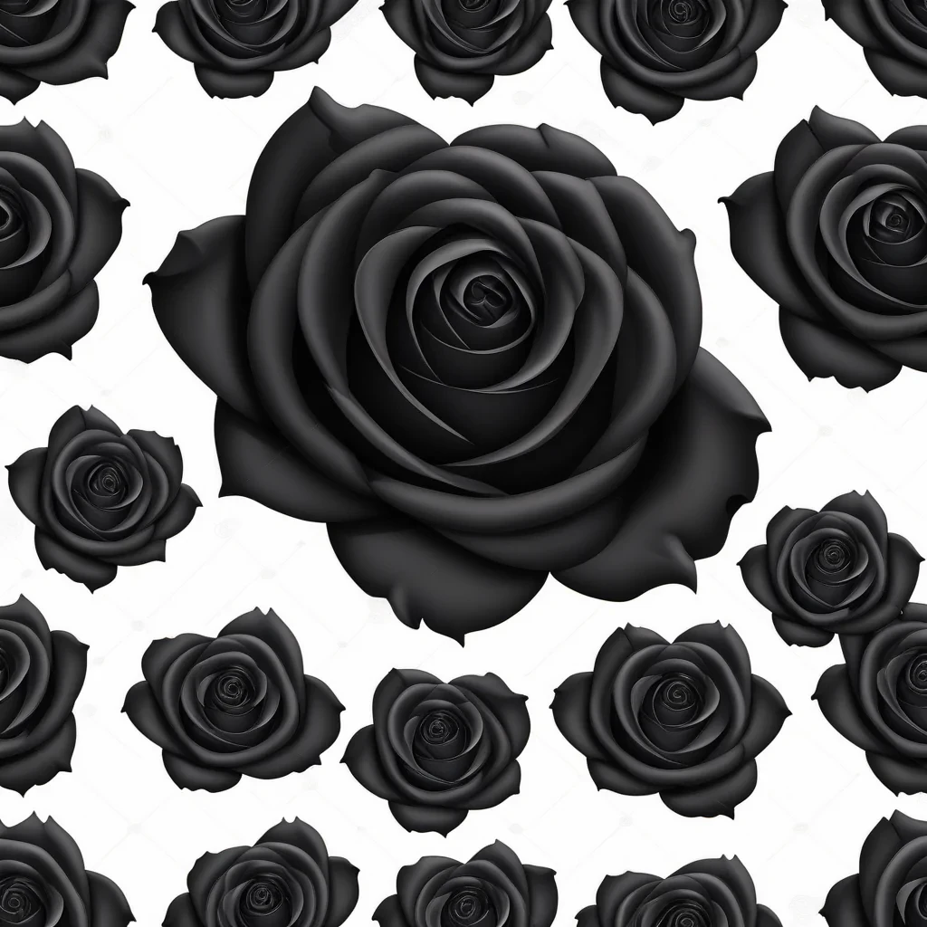 Elegant Pattern of Black Roses on a White Background for Design