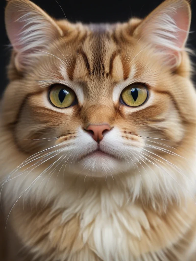 A Majestic Close-Up of a Fluffy Cat with Striking Green Eyes