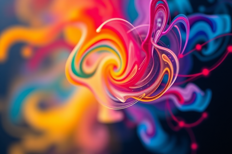 camera type: DSLR, camera lens: 50mm f/1.8, aperture: f/2.8, shutter speed: 1/125s, ISO: 100, view: close-up, style: high-contrast, focus on details, background blurred, vivid colors, soft lighting; create an abstract representation of a thought bubble with swirling patterns and vibrant colors, symbolizing creativity and imagination