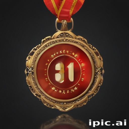 Exquisite Gold Medal with Red Enamel for Celebrating 31st Achievement
