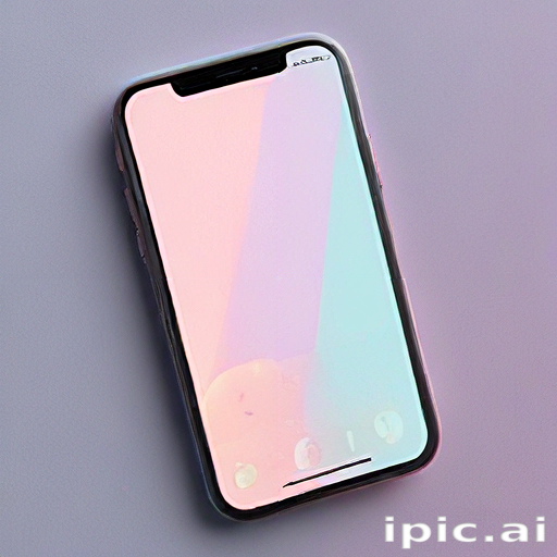 A Modern Smartphone with a Colorful Gradient Display on a Grey Background.