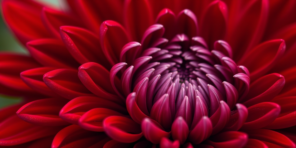 Close-up shot of a red chrysanthemum flower with intricate petal details, macro lens, f/2.8 aperture, 100mm focal length, ISO 100, natural lighting, DSLR camera.