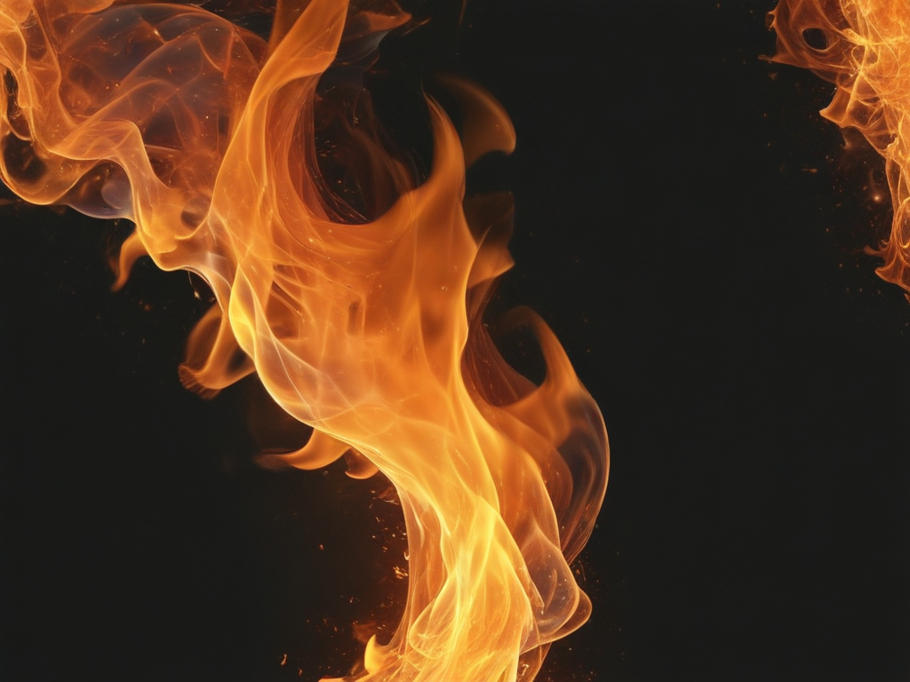 Dynamic Flames Dancing Against a Dark Background in Vivid Orange Hues