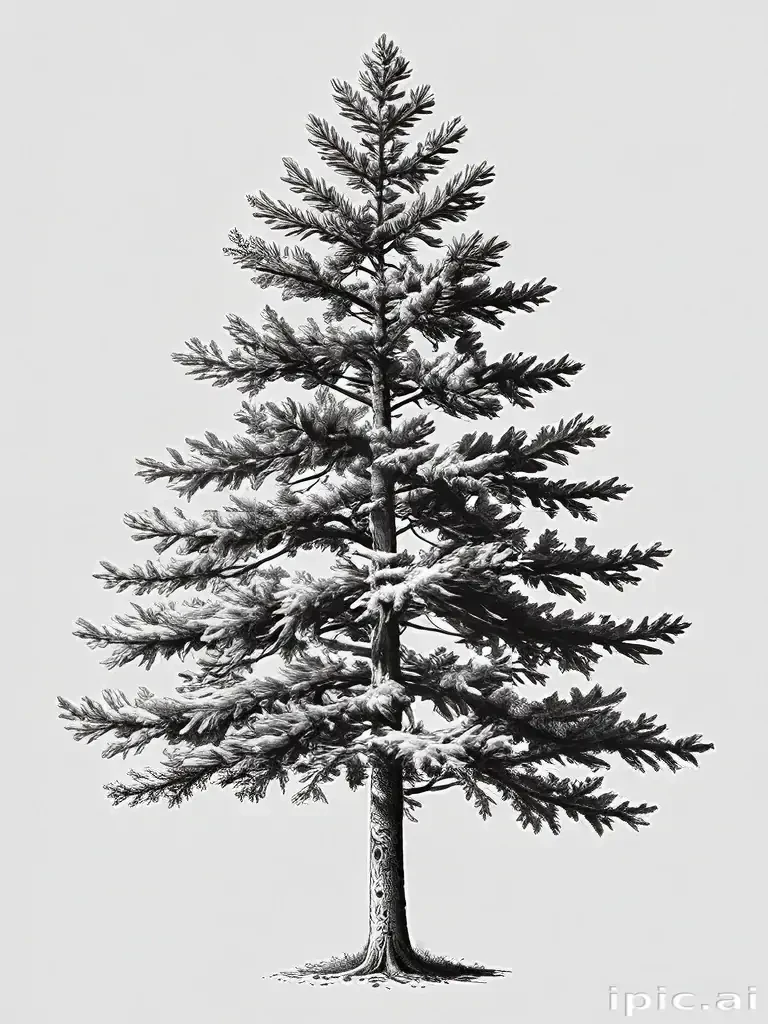pine tree clipart black and white