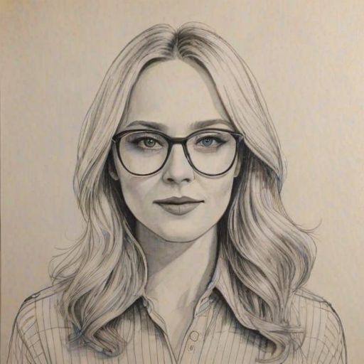 Fetching Candice King, pencil sketch, portrait of Pleasing woman 1974s in glasses, hair style beatnik, outline, clear lines, fine lines, 8k