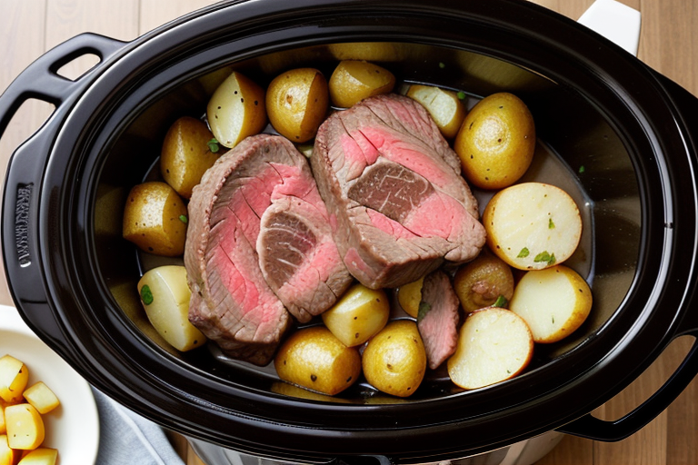 steak and potatoes in crock pot