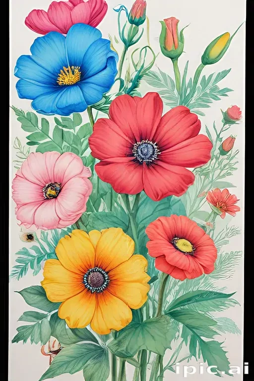 color drawing flowers