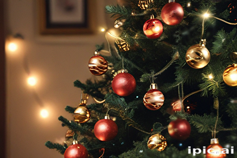 Festively Decorated Christmas Tree Adorned with Colorful Ornaments and ...