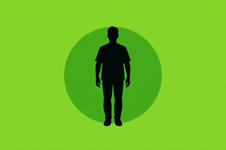 Generate a minimalist icon of a generic person silhouette centered within a green circular background, using a 50mm lens, f/2.8 aperture, ISO 100, shot from a front view with a digital camera for high clarity.