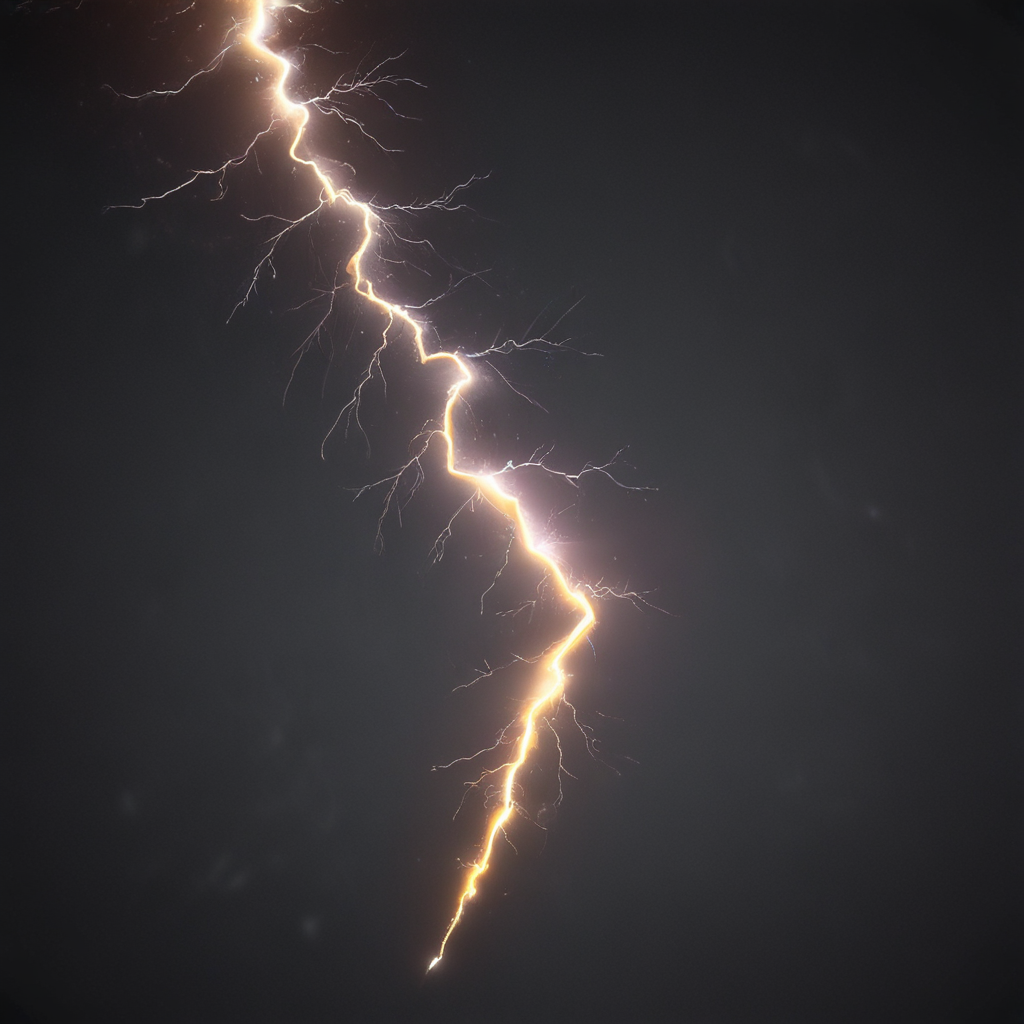 Striking Bolt of Lightning Illuminating the Dark Night Sky Dramatically