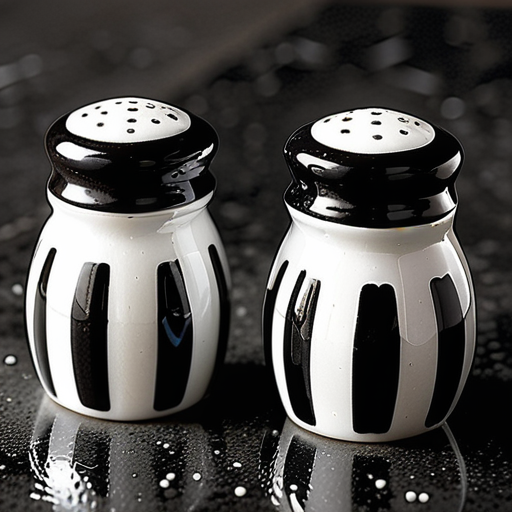 black and white salt and pepper shakers