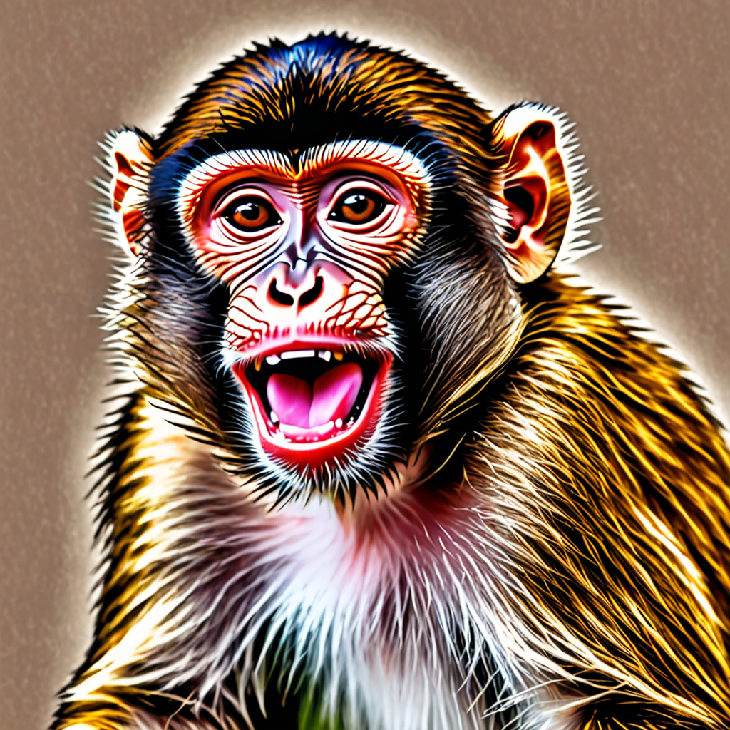 Monkey Original Colour Pencil Illustration / Macaque Monkey - Etsy