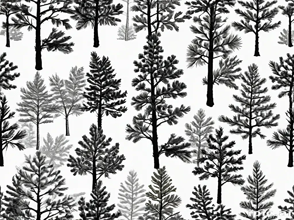black and white pine tree clipart