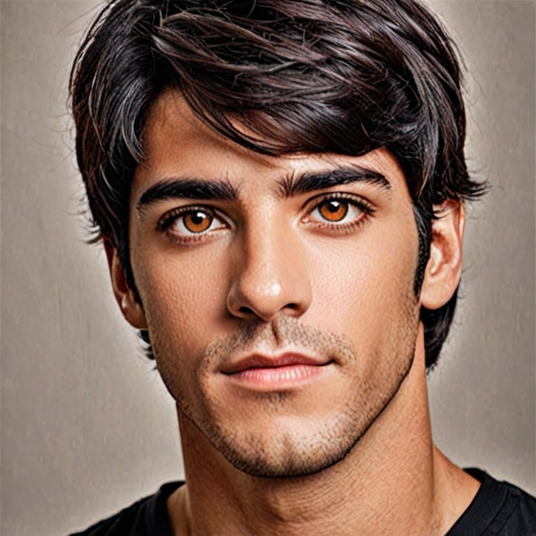 black hair  male brown eyes