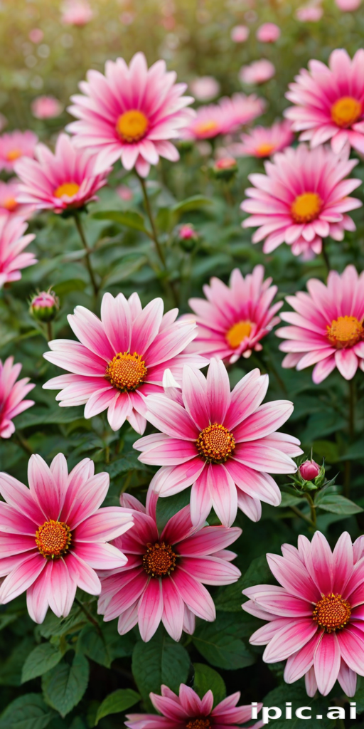A Vibrant Display of Pink and White Flowers in Full Bloom.