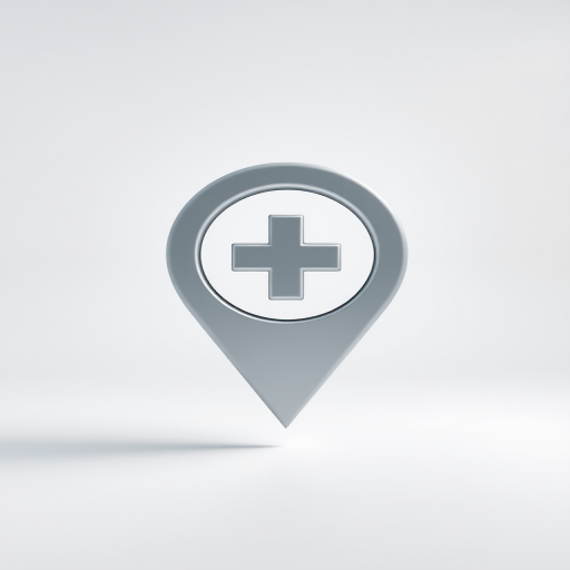 Create a high-resolution image of a location pin icon with a plus sign in the center, use a DSLR camera, aperture f/2.8, ISO 100, and 50mm lens, in a bright studio with soft lighting to enhance clarity and detail.