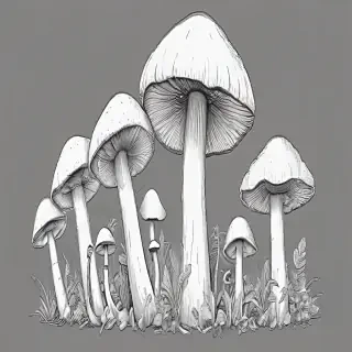 mushroom line art