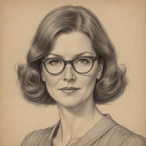 Superb Kate Flannery, pencil sketch, portrait of Resplendent woman 1924s in glasses, hair style beatnik, outline, clear lines, fine lines, 8k