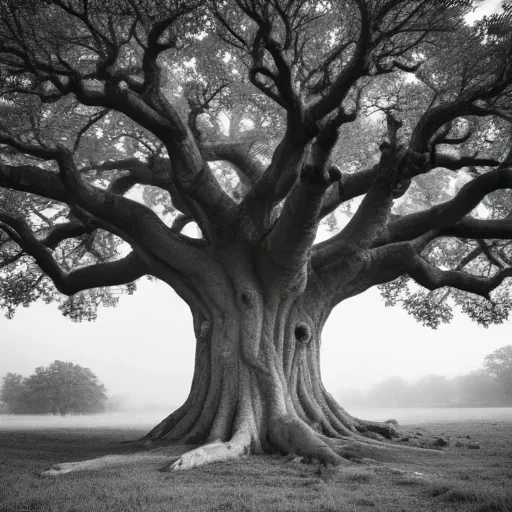 oak tree clipart black and white
