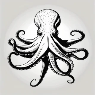black and white octopus clipart
