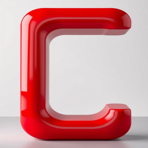 Create a 3D rendering of a large, glossy red letter J with reflections and highlights, shot using a DSLR camera, aperture f/8, ISO 100, 50mm lens, in a soft-focused studio setting with diffused lighting.