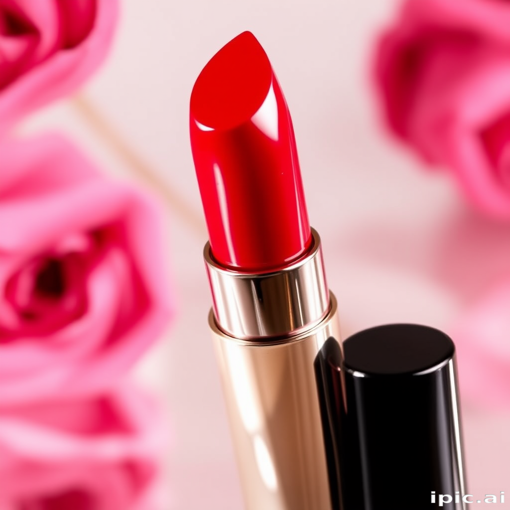 Vibrant Ruby Radiance lip color featuring a glossy finish, intense pigmentation, and long-lasting formula, perfect for glamorous evening looks and special occasions