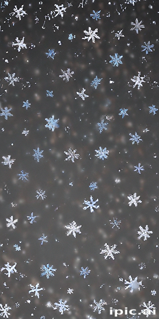 Delicate Snowflakes Gently Falling Against a Dark Winter Sky Background