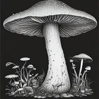 mushroom clip art black and white