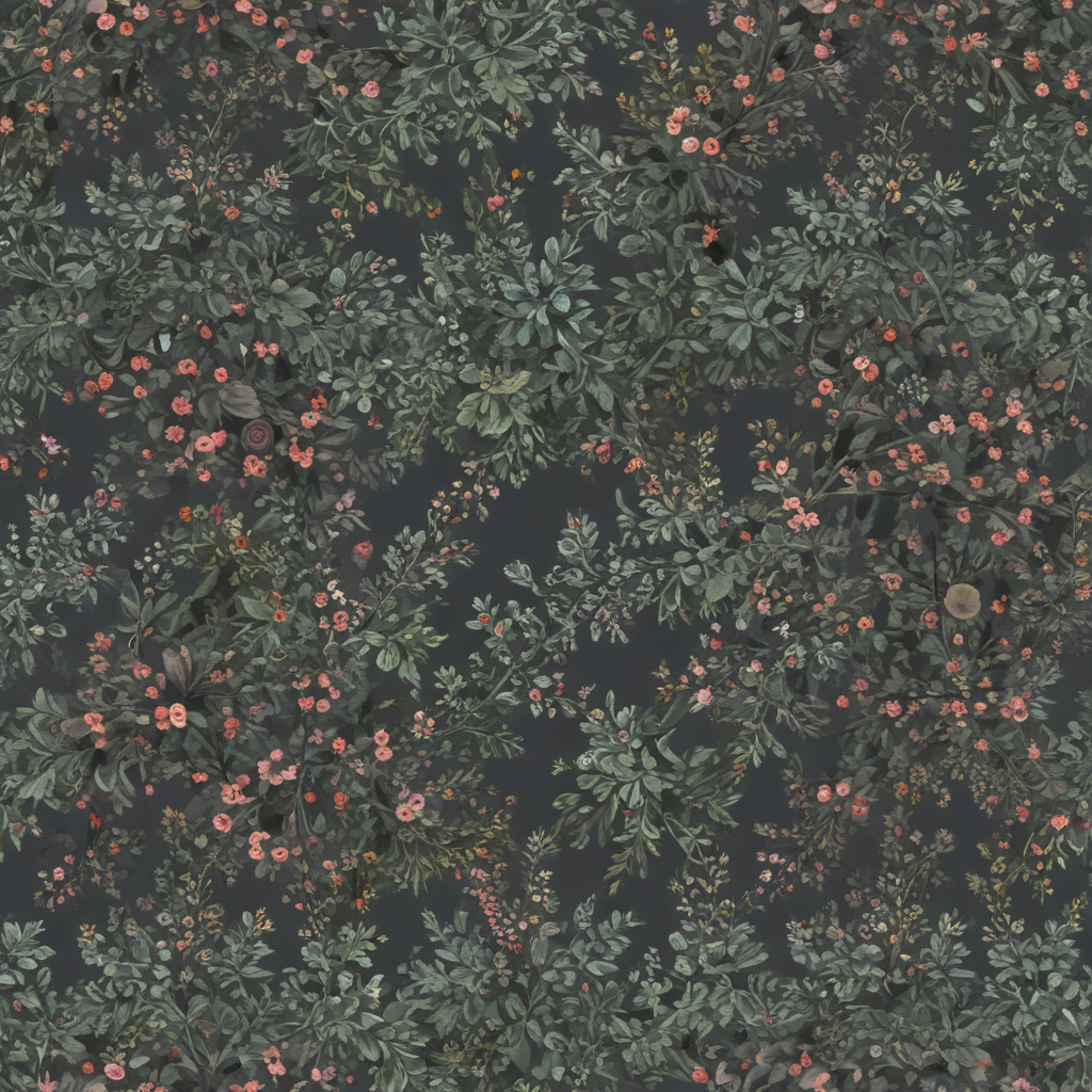 Elegant Floral Pattern Featuring Lush Greenery and Delicate Blooms on ...